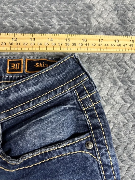 Rock Revival Women’s Distressed Dark Blue Skinny Jeans - Picture 6 of 10